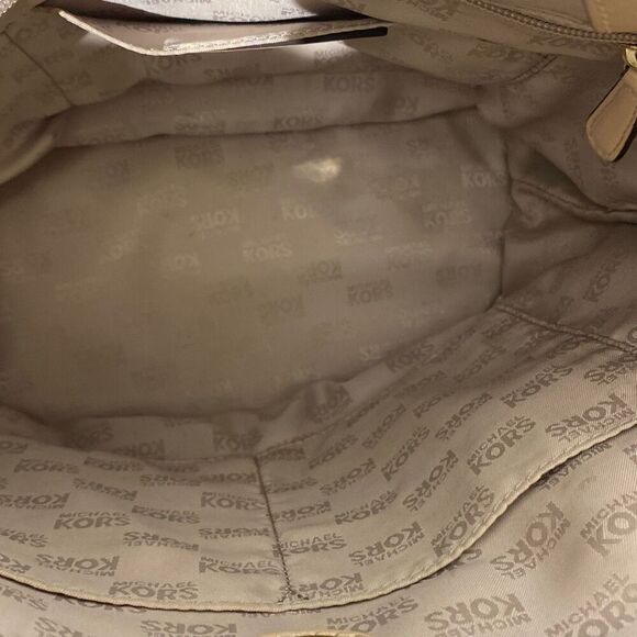 Michael Kors Women's Gold Monogram Logo Metallic Mirror Jet Set Tote Bag Medium - Picture 10 of 16